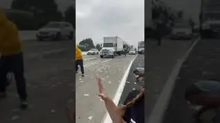 Money Scattered All Over Highway 🤯 #shorts