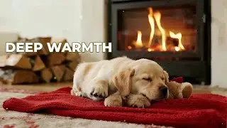 Ultimate Warmth: Deep Sleep Fireplace Ambience & Puppy Music for Anxiety Relief 🔥❤️