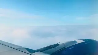 Epic Flight Takeoff! Window Seat View Above the Clouds