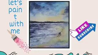 Watercolors painting for beginners /beautiful #sunset /riverside landscape