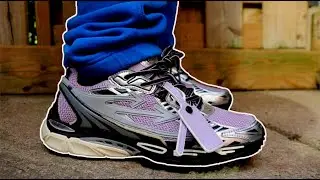 Off-White Be Right Back Lace-Up Sneakers Black Purple White (ON FOOT)
