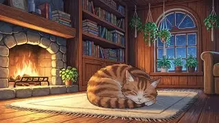 Rainy Cabin Fireplace 🌧️🔥 Cozy Lofi Sounds for Deep Sleep