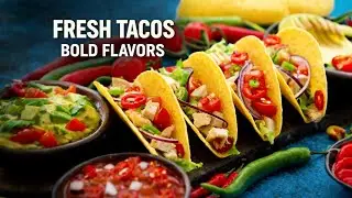 Vibrant Neon Tacos Sign Glowing Against Dark Background Animated Food Advertisement Graphic Element