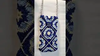 Crochet granny sqare mobile bag