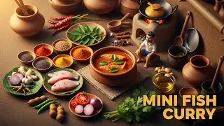 Mini Fish Curry Cooking ASMR | Tiny Village Kitchen Story