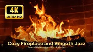 🔥 Silent Hearth Winter Jazz 4K (12 HOURS) ❄️ Crackling Fire Sounds for Night Peace