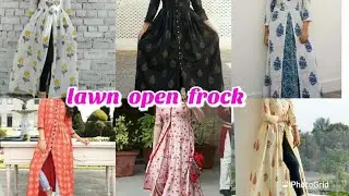 stylish lawn open frock design || block print dress design || summer casual frock