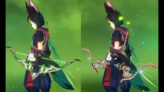 C0 Tighnari R1 Viridescent Hunt vs R5 Windblume Ode Weapon Damage Comparison Genshin Impact