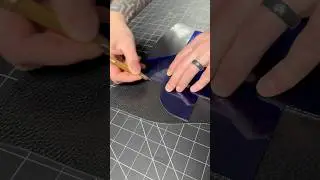 Marking out a tardis wallet #leatherasmr #leatherwork #leathercrafting #leatherpattern #asmr