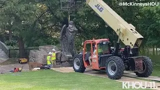 Watch: Spirit of the Confederacy statue removed from Sam Houston Park