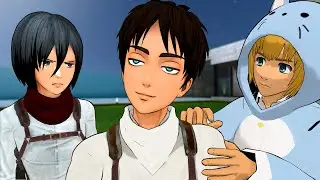 Eren prefere a Historia ou a Mikasa? no PPP de Attack on Titan com Eren, Mikasa e Armin no AOT VR