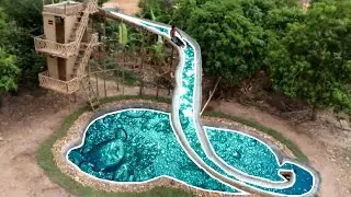 Build the MOST AMAZING WATER SLIDE HOUSE around underground swimming pool (IN THE WORLD)