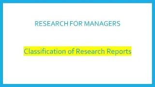 Classification of Research Reports