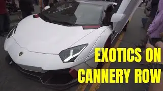 EXOTICS ON CANNERY ROW!! (Lambos Shooting Flames + McLaren Senna!!!)