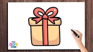 Как нарисовать милый рождественский подарок для детей 🎁