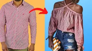 transforme suas roupas - customização de camisa social masculina
