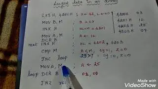 Largest number in an array using 8085 microprocessor