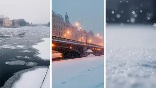 Snowy City Night Ambience ❄️🌃 | Quiet Winter Streets & Soft Wind (No Talking ASMR)