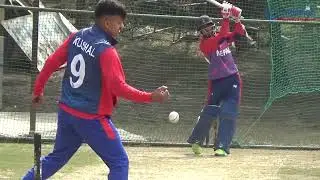 Sandeep Jora batting in nets even after training is finished