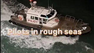Two Pilots were getting hard time to disembark due rough seas #tampaflorida 