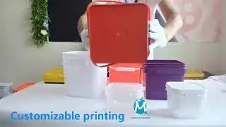1-25L Plastic Square Bucket, food grade with lid and handle