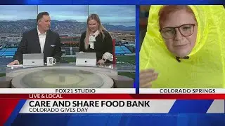 FOX21's Julie Baker at Care and Share Food Bank for Colorado Gives Day, 7 a.m., Dec. 9