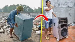 Anh trai chế loa kéo kiếm cơm cho người em mù bằng tủ lạnh hỏng