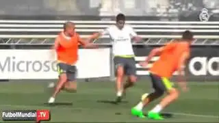 El pase magistral de James para dejar su sello entrenamiento del Real Madrid 2015