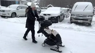 Stroller on snow