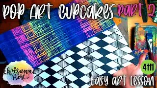 Pop Art Cupcake: Part 2 &ndash; Oil Resist Painted Neon Sgraffito Wallpaper Wall! 🧁🖍️