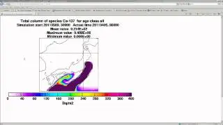 Fukushima Radiation Fallout Release Simulation for Cesium -137, Japan
