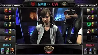 Gambit Gaming vs Copenhagen Wolves | S4 EU LCS Summer 2014 Super Week 11 Day 1 | GMB vs CW W11D1 G1