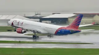 SPRAY Takeoffs with soaked Runway at Lisbon Airport