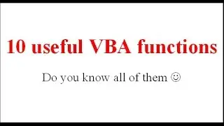 Excel VBA - 10 useful functions
