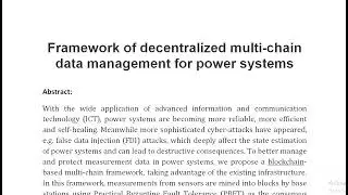 Framework of decentralized multi chain data management for power systems