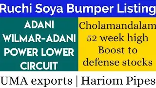 Adani Power|Adani wilmar|Defense stocks|Hdfc stake sale|Adani Green energy|Uma exports|Hariom pipe
