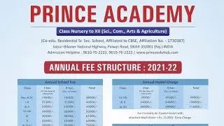 prince  academy sikar fee structure 2021-22 / prince cbse academy sikar