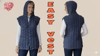 How to Crochet an Easy Hooded Vest / Tutorial Video #diy