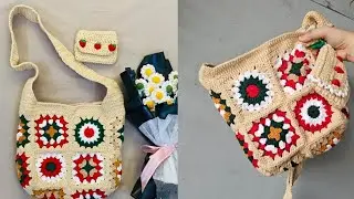 Square bag hooking guide [ Hướng dẫn Móc len túi ghép ô vuông ] đeo chéo đi biển đơn giản