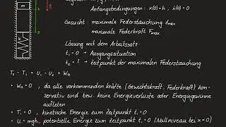Technische Mechanik 2 - 28 Beispiel: Fallende Masse auf Feder