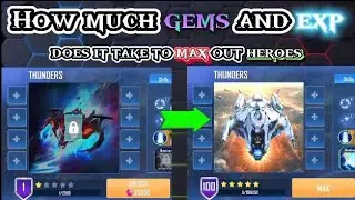 How much, GEMS and EXP will it take for the THUNDER  hero, to max it.| Defence legend 5: Survivor TD