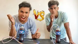 COCA COLA DRINKING CHALLENGE WITH LONG STRAW 😯|