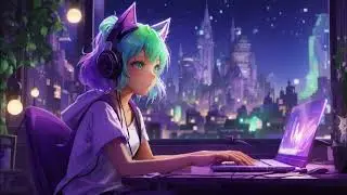 Enchanted Pixel Grooves: Lofi Chill Beats with Cat Girl in Cityscape 🏰🌌 | Original Music