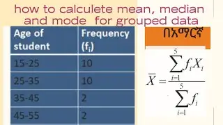 #Mean, Median & Mode for Grouped Data | Easy Step-by-Step with Examples  በአማርኛ #Grouped Data