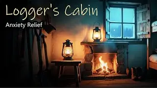 Winter Evening in a Logger's Cabin: Blizzard & Fire Crackling Sounds (12hrs)