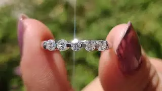 0.45 TCW Round Cut Colorless Moissanite Band | Half Eternity Wedding Band | White Gold Band