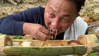 BAMBOO PORK WITH BAMBOO SHOOTS MUKBANG IN BAMBOO PLATE