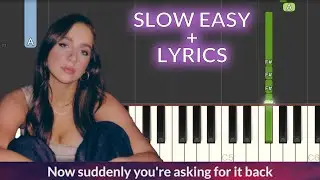 Tate McRae - you broke me first SLOW EASY Piano Tutorial + Lyrics