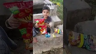 funny kid unboxing snack shorts video 😂 village kid life &hearts;️ #shorts #funnyshorts