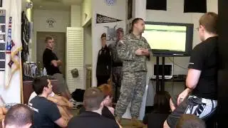 6-10 Potomac Company Commander Russell Mason Addresses Future Soldiers - FXBG Army Recruiting Center